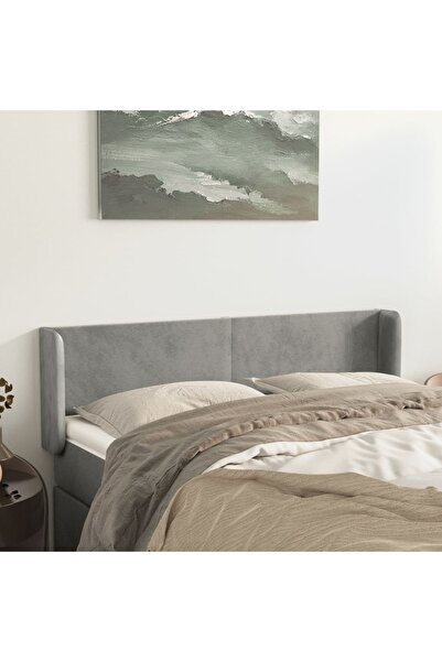 Concept Tăblie de pat cu aripioare gri deschis 147x16x78/88 cm catifea