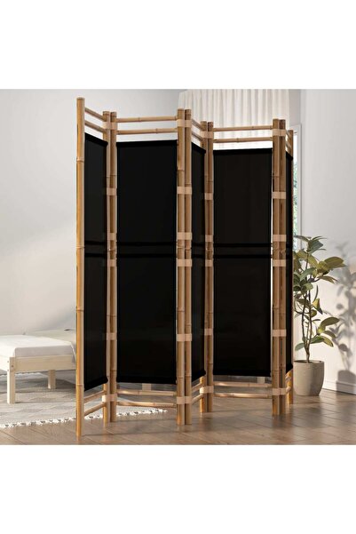 Concept Separator de cameră pliabil cu 5 panouri 200 cm bambus și pânză