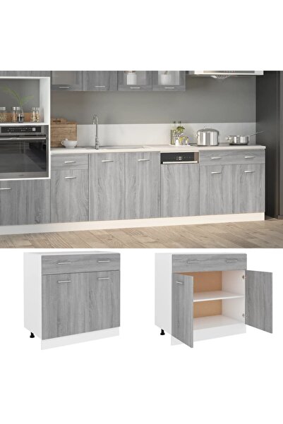 Concept Dulap inferior cu sertar gri sonoma 80x46x81,5cm lemn prelucrat