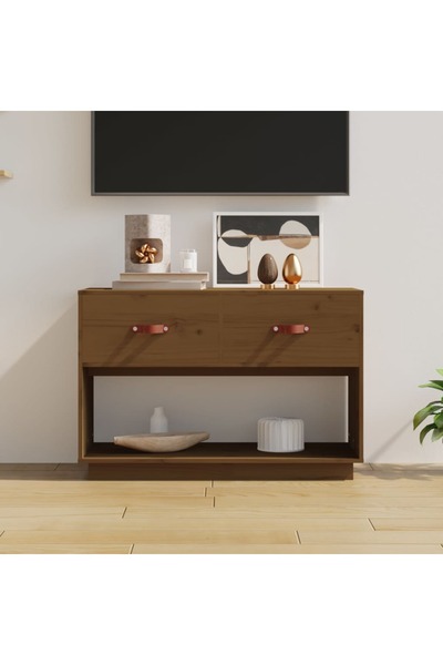 Concept Comodă TV, maro miere, 90x40x60 cm, lemn masiv de pin