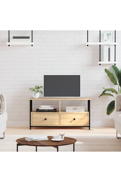 Concept Comodă TV, stejar sonoma, 90x33x45 cm, lemn prelucrat & fier