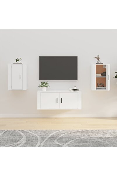 Concept Dulapuri TV montate pe perete, 2 buc., alb, 40x34,5x60 cm