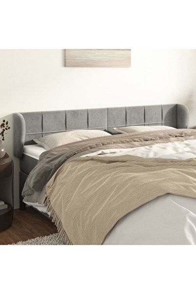 Concept Tăblie de pat cu aripioare gri deschis 203x23x78/88 cm catifea