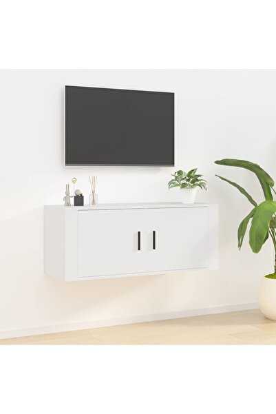 Concept Dulap TV montat pe perete, alb, 100x34,5x40 cm