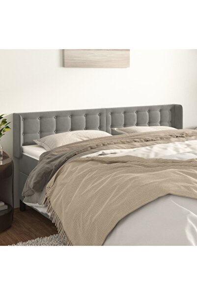 Concept Tăblie de pat cu aripioare gri deschis 163x16x78/88 cm catifea