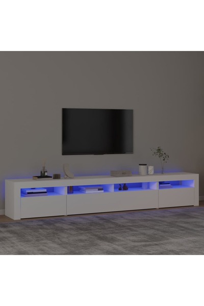 Concept Comodă TV cu lumini LED, alb, 240x35x40 cm