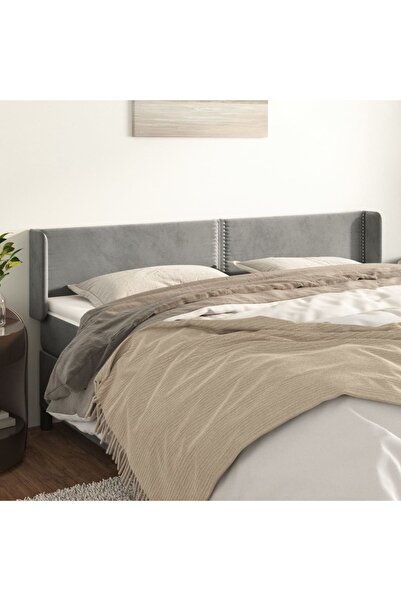 Concept Tăblie de pat cu aripioare gri deschis 203x16x78/88 cm catifea