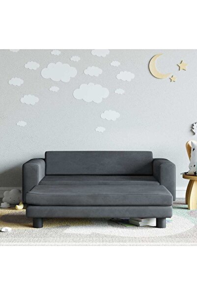 Concept Canapea pentru copii cu taburet gri închis 100x50x30 cm catifea
