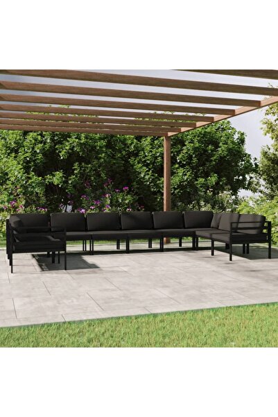 Concept Set mobilier de grădină cu perne, 10 piese, antracit, aluminiu