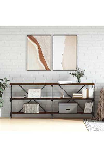 Concept Masă consolă stejar afumat 180x30x75 cm lemn prelucrat și fier