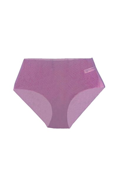 U&ME Pachet de 3 chiloți din tul pentru femei, cu talie înaltă, tăiați cu laser, negru-violet-liliac