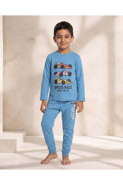 REDTAG Boys Blue Speed Print Pyjama Set