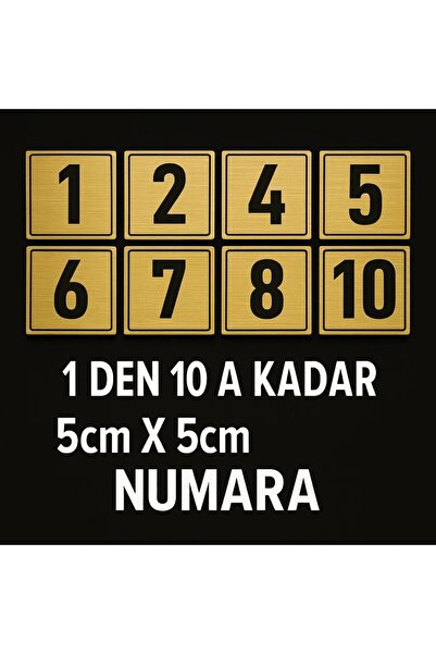Outdoor One Metal Number Set from 1 to 10 – 5X5Cm Gold Color Label Sheet