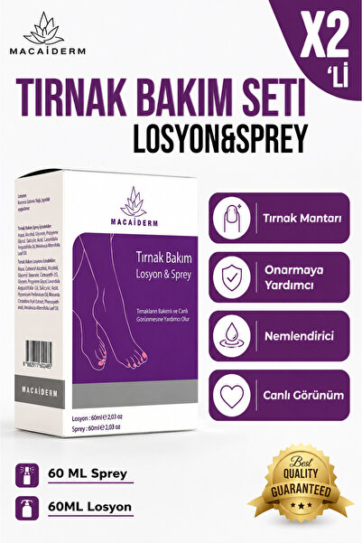 2'li Ayak ve Tırnak Bakım Seti 60 ml + 60 ml Nemlendirici Ferahlatıcı Günlük Bakım (Losyon & Sprey)