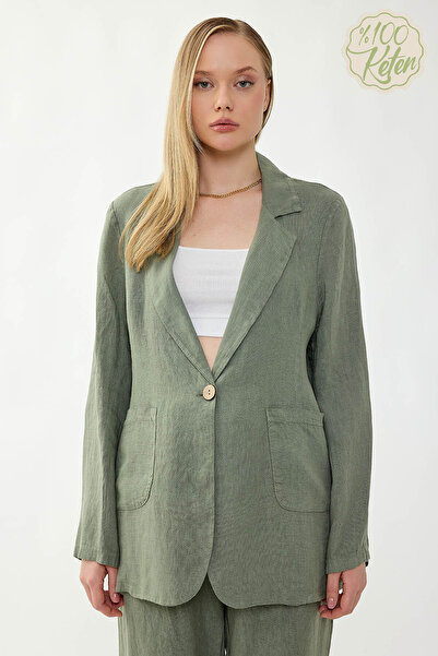 Vitrin 100% Linen Single Button Pocket Jacket