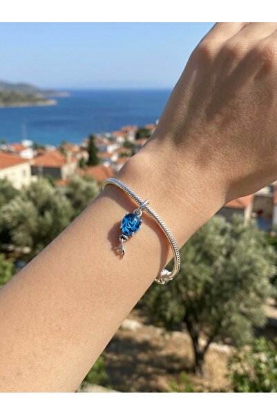 My Story Mavi Murano Cam Balon Sallantılı Gümüş Charm