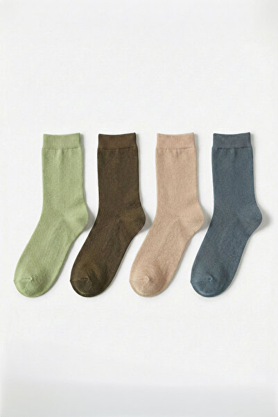 4-Piece Earth Shades Organic Combed Cotton Women's Socket Socks