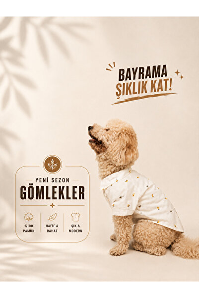 Buf & Buf Köpek Kedi Kıyafeti Gömleği Patili Citler İçin Keten &100 Pamuklu F...