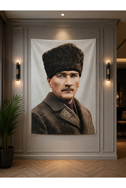 Aybas Atatürk Portreli Kumaş Poster | Canlı Renk Baskılı Kaliteli Kumaş Duvar...
