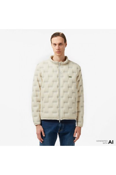 Lacoste Erkek Kapüşonlu Kapitone Açık Gri Mont