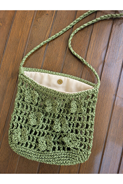 ARTTMACRAME Моделна чанта от рафия с цветя