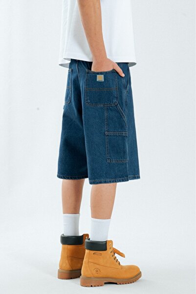 UKHWD SUPPLY Pantaloni scurți urbani pentru bărbați Blue Carpenter Denim Jort