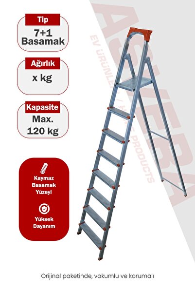 ASVERA Elmas Serisi – 7+1 Basamaklı Galvanizli Profil Merdiven | Ev, Bahçe, İ...