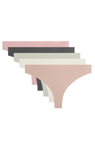 Oysho 5'li fitilli hafif poliamid karışımlı görünmez laser cut tanga