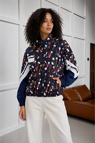 İLKCET MODA Γυναικείο αδιάβροχο oversize με στάμπα ριγέ