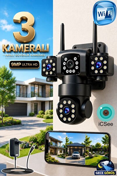 Ventus ICSee 9MP 3 Lens 355° Görüş Hareketli Gece Görüş Sesli Görüşme Akıllı ...