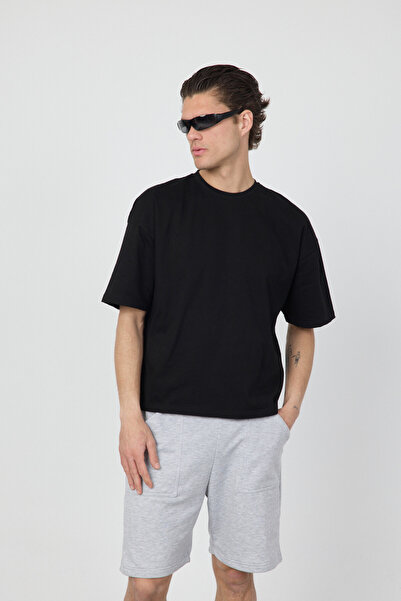 gothamvibes Erkek Chill Boxy Premium Siyah T-Shirt