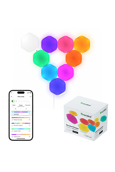Nanoleaf Altıgen Akıllı RGBW Duvar Paneli Başlangıç Paketi App Kontrollü, 9 P...