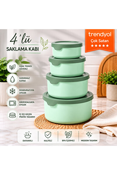 HOMVELLA 4’lü Yuvarlak Saklama Kabı Seti – Kapaklı, Sızdırmaz, İçi İçe Geçebi...