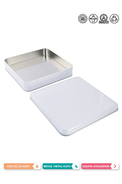 NEVA AJANS FURKAN GÖRGÜ 215x215 mm Kare GÜMÜŞ Metal Kutu, Kare Metal Çikolata...