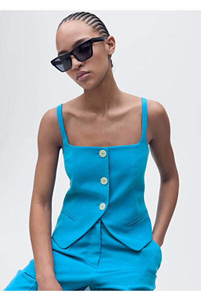 MANGO Woman Отворена отзад жилетка от плат