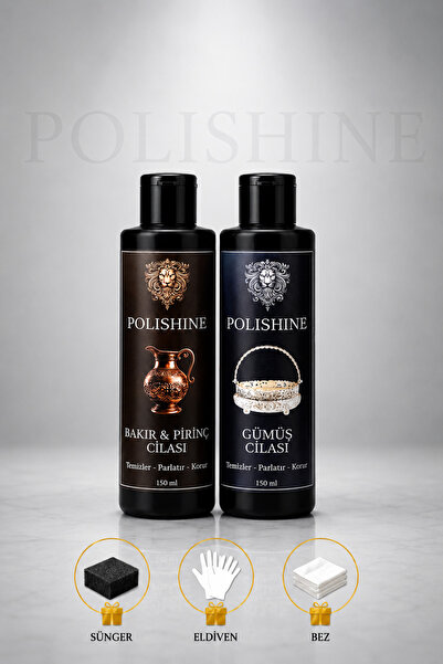 POLİSHİNE Gümüş Temizleme Cilası 150ml ve Bakır,Bronz,Pirinç ve Krom Parlatıc...