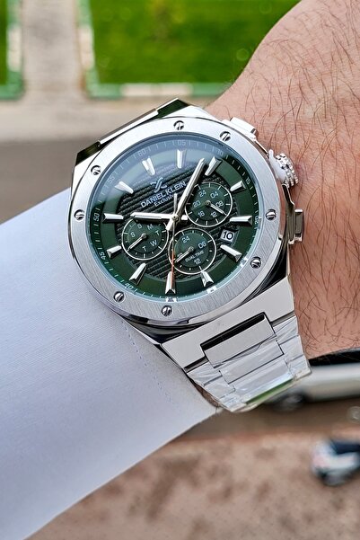 Daniel Klein Kadranı Yeşil Kordonu Gümüş Renk 44,5 Mm Hediye Paketli İç Göste...