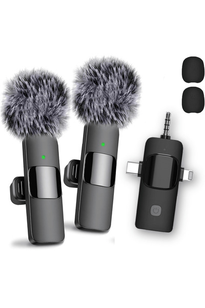 HASEPE Set de 2 microfoane profesionale wireless tip lavalieră HASEPE, compat...