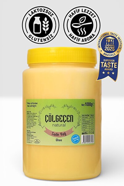 Çölgeçen Natural Sade Yağ (GHEE) 1 Kg - Glutensiz, Laktozsuz, Kazeinsiz, Katk...
