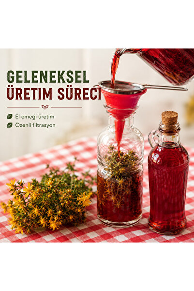KÖY YAKASI 200 ml Kırmızı Kantaron Yağı Ev Yapımı Deri Enfeksiyonları Yara Yanık Sivilce