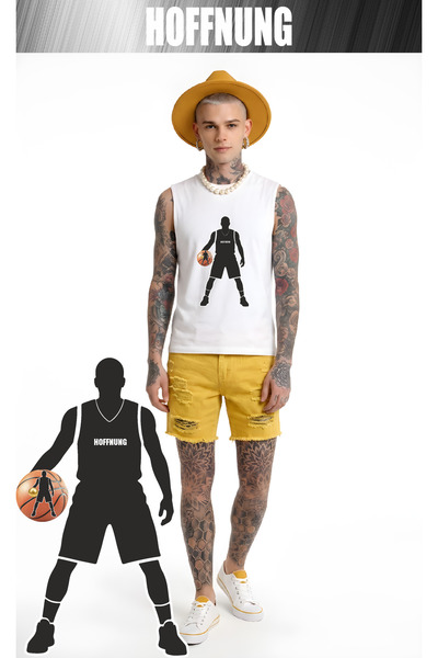 HOFFNUNG Unisex Basketball Wear Sportswear Zero Sleeve Oversize T-Shirt T-Shirt