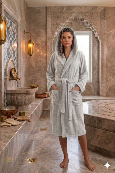 embays collection رداء حمام بغطاء للرأس، رداء حمام مجعد، 100% قطن، رداء حمام ...