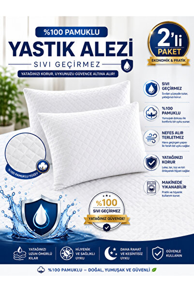 BİVA Bamboo Sıvı Geçirmez visco Yastık Alezi Fermuarli kapitoneli Yastık Yüzü...