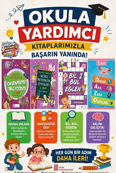 Ata Yayıncılık A2.sınıf Okuduğumu Anlıyorum + Neşeli Matematik Öyküleri + Bil...