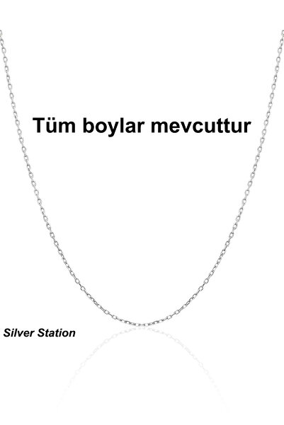 Silver Station 925 Ayar Gümüş Kolye - İnce Zincir Kolye - Gümüş Renk Kolye