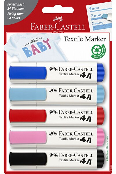 Faber Castell BLISTER 5 MARKERE TEXTILE FABER-CASTELL ROȘU-ALBASTRU