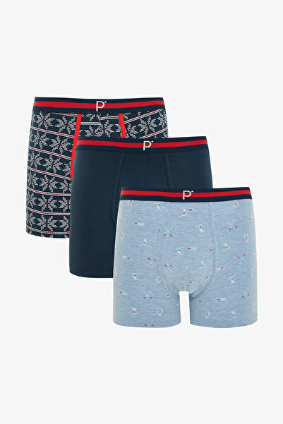 Penti Men's New Year Patterned 3-Piece Boxer