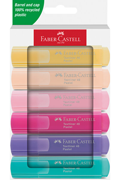 Faber Castell Set de markere text pastel, 6 bucăți, cutie de carton, 2024 FAB...
