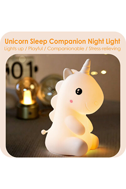 wayawaa Cute unicorn night light, made of silicone, Desk and Night Lamp(white)