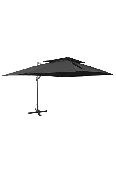 Concept Umbrelă suspendată cu acoperiș dublu, negru, 400x300 cm